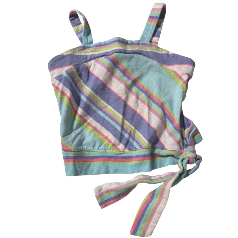 Vintage Y2K Girls Circo Rainbow Striped Tank Top Tie Side Retro Summer 2T